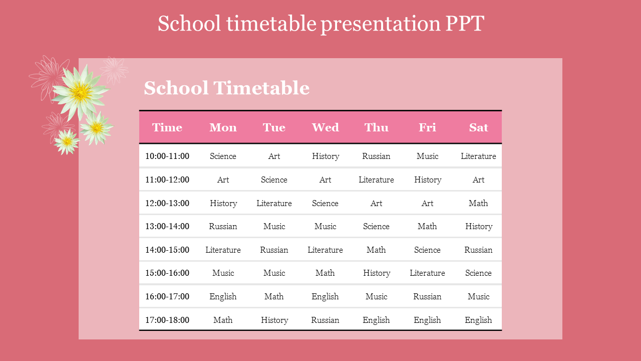School Timetable PPT Presentation Template & Google Slides